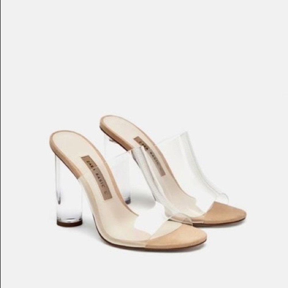 Zara Vinyl Mules with Methacrylate Heel | NWOT